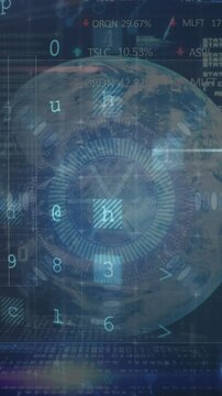 Animation of cyber attack warning over globe and data processing