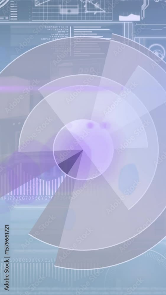 Poster animation of processing circle and light on scientific graph and data