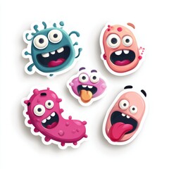Fototapeta premium Microbe Menagerie: A vibrant illustration of whimsical microorganisms, showcasing a playful and educational representation of the microscopic world with a touch of fun.