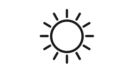 Obraz premium Simple black line drawing of a sun icon.