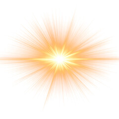 Explosión de Sol o Estrella Aislada en Fondo Transparente

