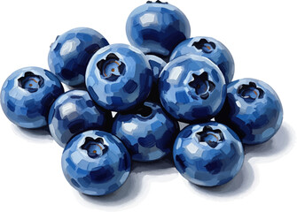 Scattered Blueberries with oil painting