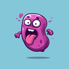 Whimsical Creature: a cartoon image of a vibrant purple cartoon character with a surprised expression, pink tongue, and playful arms