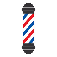 Barber pole icon vector sign illlustration design isolated. Colorful Classic Barber shop Pole signboard with a shop pole with red, blue and white stripes isolated on white background. EPS 10