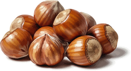 A Handful of Hazelnuts with oil painting