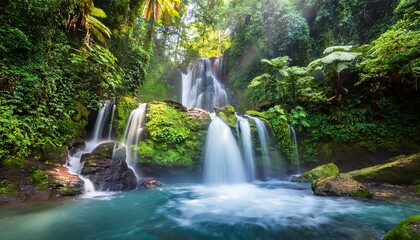 cascading waterfall in a vibrant jungle landscape generative ai