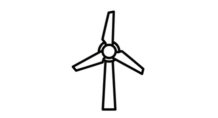 Simple black and white illustration of a wind turbine generating renewable energy.