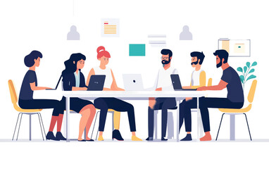 Diverse team of professionals working in harmony to achieve business success isolated on transparent background PNG