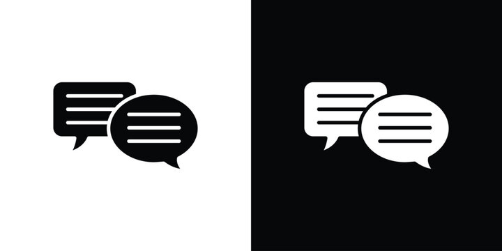 Text chat icon Flat Solid Style in black and white colors. Vector eps10.