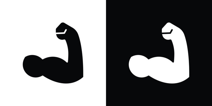 Strong arm icon Flat Solid Style in black and white colors. Vector eps10.