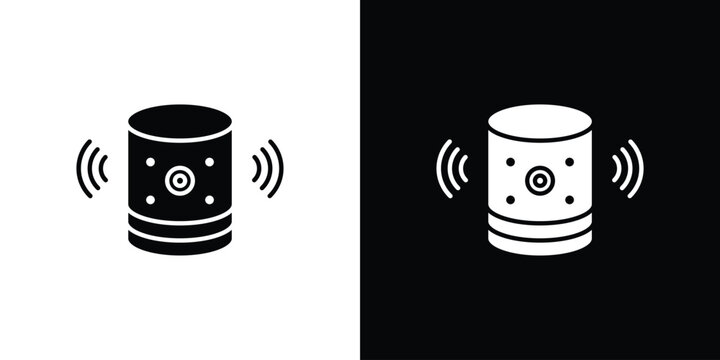 Smart speaker icon Flat Solid Style in black and white colors. Vector eps10.