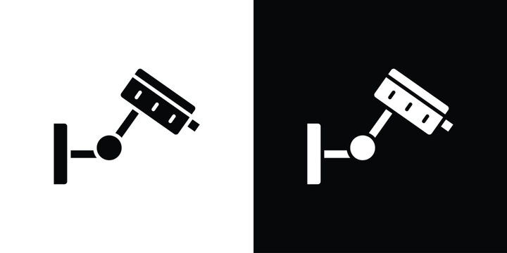 Security camera icon Flat Solid Style in black and white colors. Vector eps10.