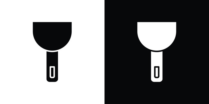 Putty knife icon Flat Solid Style in black and white colors. Vector eps10.