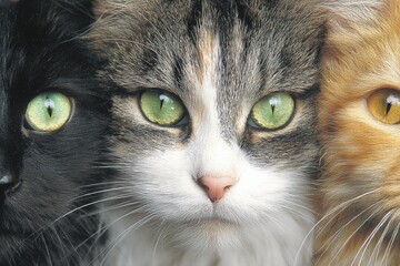 Artistic collage merges cat family with charity symbols. Neutering appeal. Thanet charity urges neutering after cats found in dire situation. Community help. Animal welfare.
