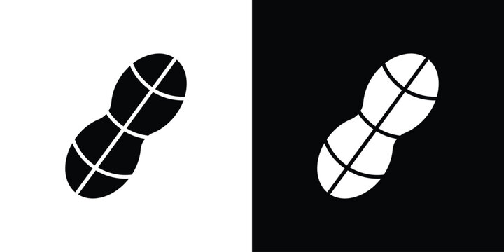 Peanut icon Flat Solid Style in black and white colors. Vector eps10.