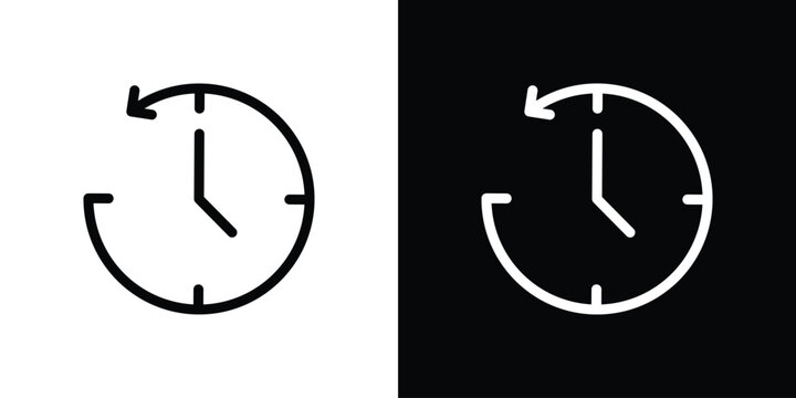 Past icon Flat Solid Style in black and white colors. Vector eps10.