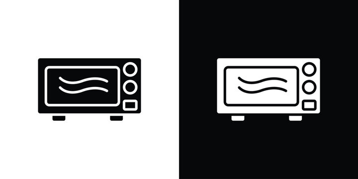 Microwave icon Flat Solid Style in black and white colors. Vector eps10.