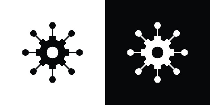 Microservices icon Flat Solid Style in black and white colors. Vector eps10.