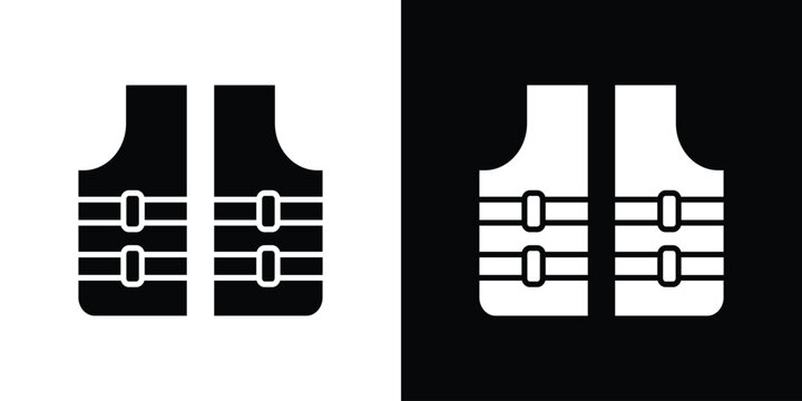 Lifejacket icon Flat Solid Style in black and white colors. Vector eps10.