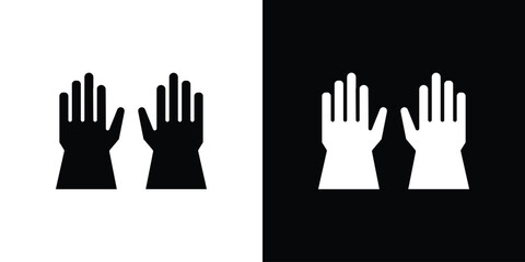 Fototapeta premium Gloves icon Flat Solid Style in black and white colors. Vector eps10.