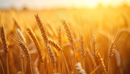 Fototapeta premium Golden wheat field at sunset