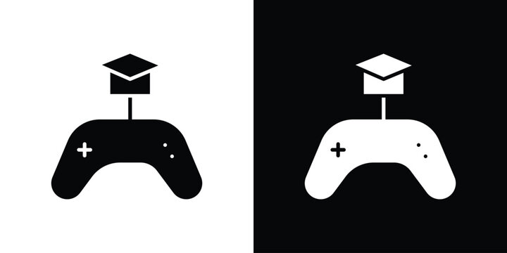 Game based learning icon Flat Solid Style in black and white colors. Vector eps10.