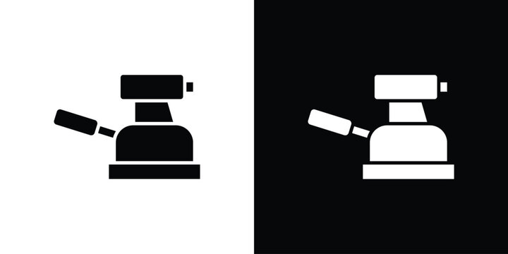 Floor sanding machine icon Flat Solid Style in black and white colors. Vector eps10.