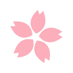 Flat Vector Sakura Flower Icon – Pink Cherry Blossom Petal Design Isolated on Transparent Background