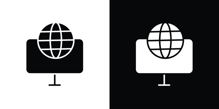 Domain icon Flat Solid Style in black and white colors. Vector eps10.