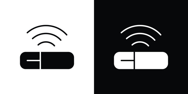 Dog microchip icon Flat Solid Style in black and white colors. Vector eps10.