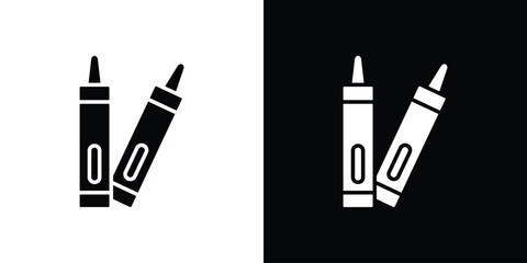 Crayon icon Flat Solid Style in black and white colors. Vector eps10.