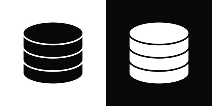 Cylinder database icon Flat Solid Style in black and white colors. Vector eps10.