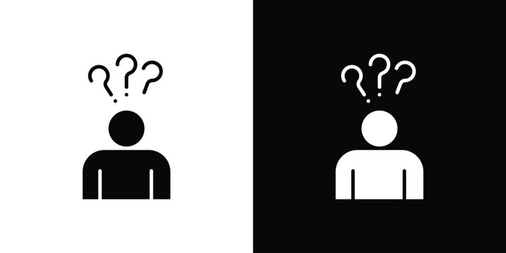 Curious human icon Flat Solid Style in black and white colors. Vector eps10.