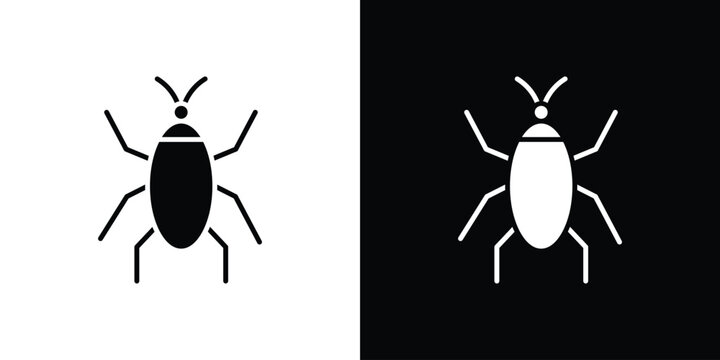 Cockroach icon Flat Solid Style in black and white colors. Vector eps10.