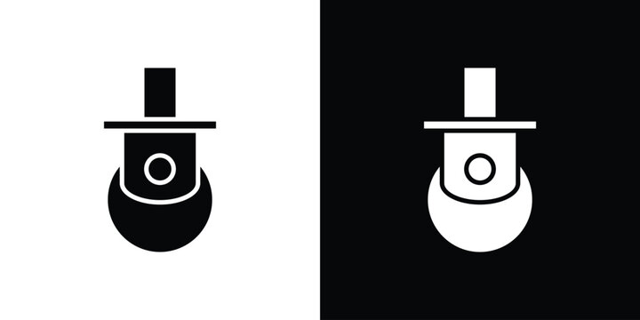 Cart trolley wheel icon Flat Solid Style in black and white colors. Vector eps10.