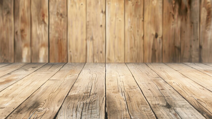 Naklejka premium Rustic Wooden Plank Wall and Floor Background with Natural Vintage Timber Texture for Interior Design, Photography Backdrop, and Decorative Wooden Surface