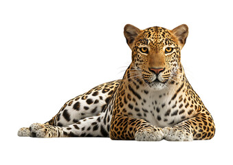 Fototapeta premium Leopard Lying Down isolated on a transparent background
