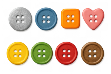Vibrant sewing buttons displaying varied shapes against translucent backdrop, highlighting crafting and fashion design potential