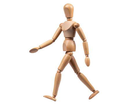 Artist’s Mannequin Walking Pose, isolated on transparent background