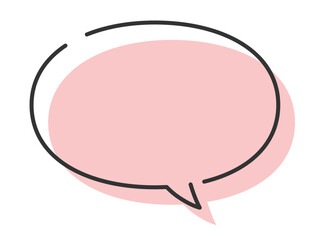 線に抜け感のあるオシャレ吹き出しシンプル影つき_楕円_ベクターイラスト