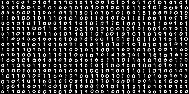 handwritten binary code with black background