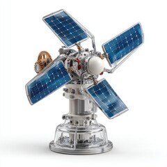 Futuristic Solar Panel Array with Gears and Intricate Design, Clean Energy Concept, Sustainable Technology, Innovation in Renewable Resources, Isolated on White Background, High Detail