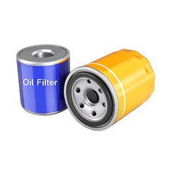 Car Oil filters isolated on white. Automobile spare part