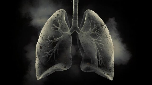 Anatomical Lungs Illustration Affected by Smoke and Pollution Concept