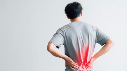 腰痛に悩む40代男性の後ろ姿