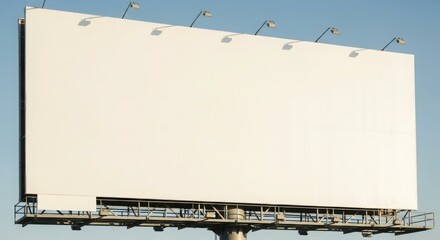 Empty billboard against a clear blue sky, ready for advertisement.