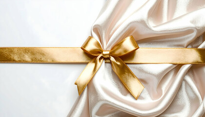 Soft Pink Silk Fabric with Gold Ribbon Bow