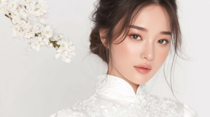 Woman with perfect skin. Skincare, care, and cosmetics concept.