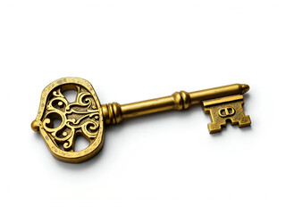 Obraz premium Antique golden key for unlocking doors and chests with intricate decorative designs and historic significance