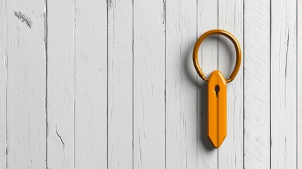 Key to Minimalism: An artistic portrayal of a golden key gracefully resting against a textured wooden backdrop, embodying simplicity and elegance.
